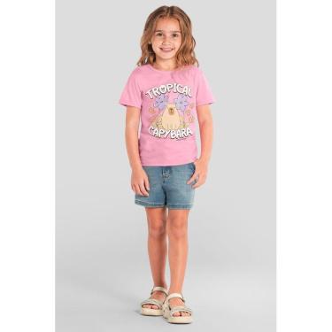 Imagem de Blusa infantil menina florida de capivara em puff Brandili