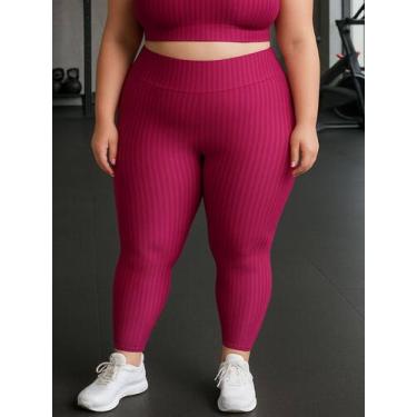 Imagem de Calça Legging Fitness Plus Size Cirrê 3D Feminina Leg Academia Cintura