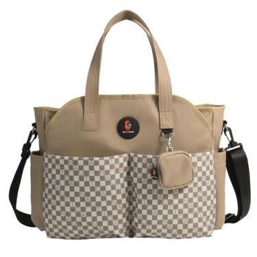 Imagem de Bolsa grande impermeável para fraldas para bebês SUPROMOMI cáqui