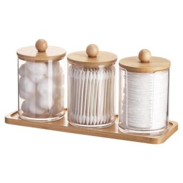 Imagem de Suporte Qtip Tbestmax 300 ml com bandeja de toucador, pacote com 3 uni