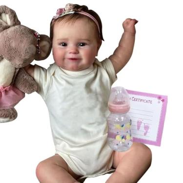 Imagem de QXYIXZ Boneca Reborn Original Silicone,20polegada Bebê Reborn Menina - Realista Abra Os Olhos E Sorria Fofo Boneca Reborn Silicone Lavável Com Vários Acessórios Bebe Reborn Realista