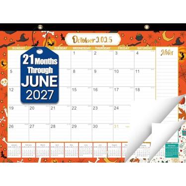 Imagem de Calendário de mesa 2023-2024, calendário grande de 18 meses, 43 x 29 cm, julho de 2023 a dezembro de 2024, papel grosso, protetores de canto, capa de plástico transparente, blocos pautados grandes ideais para planejamento e organização de casa, escola ou escritório