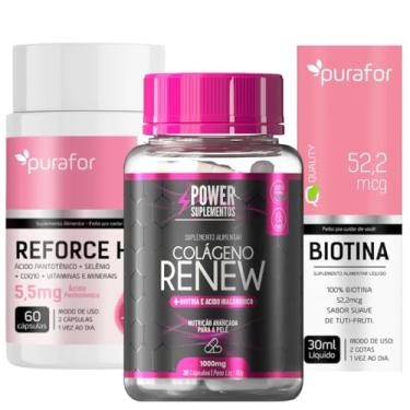 Imagem de 1 Colágeno Verisol Renew + 1 Reforce Hair + 1 Gotas - Biotina 30ml