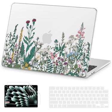 Imagem de AKIT Capa compatível com MacBook Air de 13 polegadas 2025 2024-2022 M4 M3 M2 A3240 A3113 A2681, capa rígida para laptop padrão + protetor de tela + capa de teclado para MacBook Air 13,6 polegadas 2025