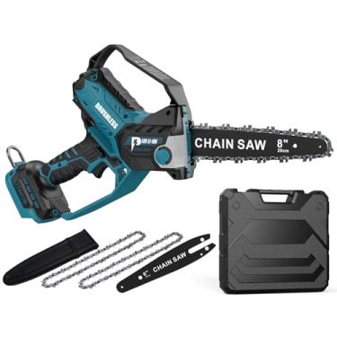 Imagem de Motosserra de 20 cm para bateria Makita de 18 V, auto-lubrificante, motosserra de poda sem escova de 15,2 e 20,3 cm, mini motosserra alimentada por bateria para corte de madeira, aparar árvores