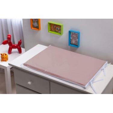Imagem de Trocador para comoda de Bebê Rosê Liso viés branco com Espuma Removivé