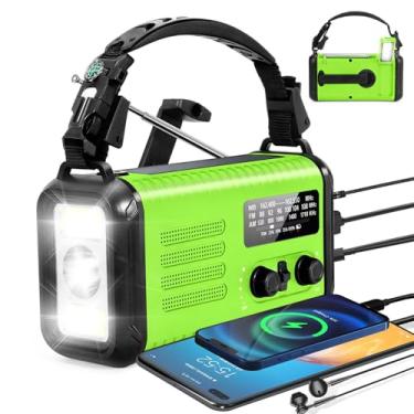 Imagem de Rádio meteorológico de emergência AM/FM/NOAA com rádios portáteis de 20000mAh/7400 mWh, carregamento USB/solar/manivela, operado por bateria, alarme SOS e lanterna para emergências internas/externas