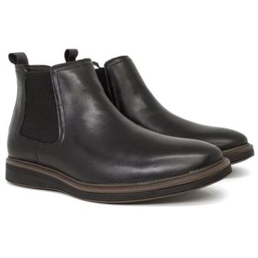 Imagem de Bota Masculina Democrata Chelsea Couro Confortável, Preto all black, 3