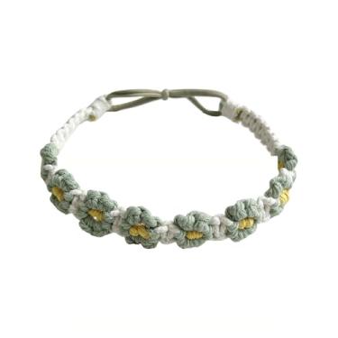 Imagem de Bandanas femininas coloridas florais trançadas de crochê, bandana boho, acessórios de nó torcido