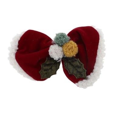 Imagem de Generic Grampos de cabelo de Natal cor sólida gravata borboleta para o Natal 11 x 7 cm vermelho branco