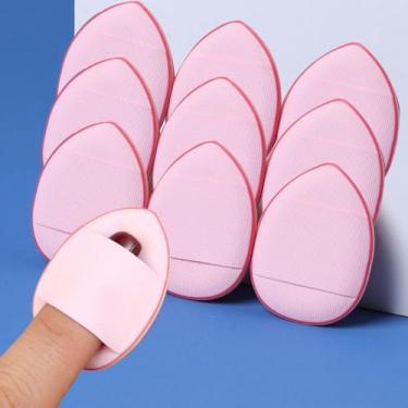 Imagem de 10 peças de esponja cosmética puff mini almofadas de ar para o dedo corretivo base líquida pó molhado seco use ferramentas de beleza, rosa