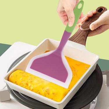 Imagem de Espátula de silicone transparente ampla para fritura, frigideira antiaderente, com design de duas cores, para pizza, bifes, panquecas, tamagoyaki (rosa)
