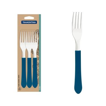 Imagem de Conjunto Garfos Mesa Inox 3 Peças Leme Azul Tramontina