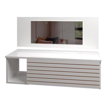 Imagem de Penteadeira Suspensa Com Painel Espelho Gaveta E Nicho Organizador Maquiagem 90 Cm Branco Mobília Decor