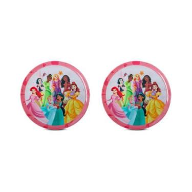 Imagem de Kit 2 Pratos Rasos Infantil Disney Princesas Melamine 20cm - Yangzi