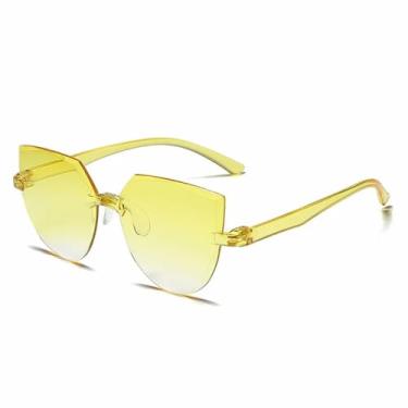 Imagem de Óculos de Sol Femininos Sem Armação, em Gelatina Transparente, Modelo Ocean Piece, Cor Candy, Tamanho 2, Amarelo Degradê