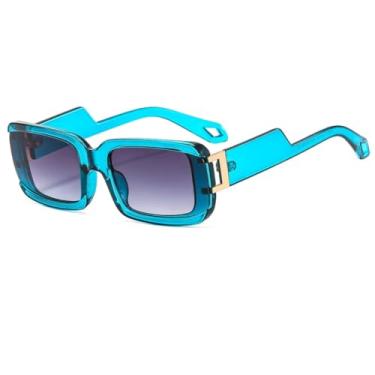 Imagem de HCPIHF Óculos de sol vintage estilo punk degradê masculino e feminino (azul-cinza claro)