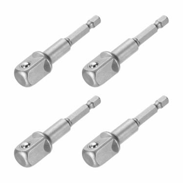 Imagem de HARFINGTON Adaptador de soquete de impacto, 4 peças, acionamento quadrado de 1/5.1 cm, haste sextavada de 7,6 cm, broca de extensão longa para conjuntos de soquetes de broca de porca de eixo
