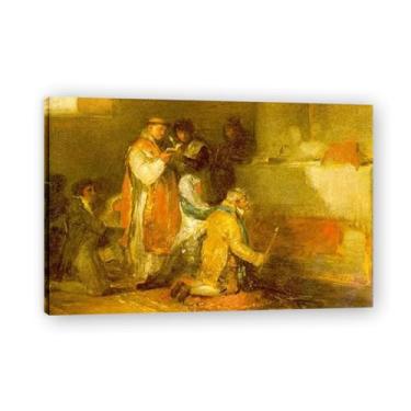 Imagem de Arte em tela The Ill Matched CoupleSpanish Romantic Francisco De Goya - Obra-prima clássica para decoração de escritório em casa emoldurada 30 x 45 cm