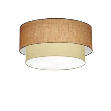 Imagem de Plafon Duplo Cilíndrico Vivare Md-3017 Cúpula Em Tecido 50x40cm - Bivolt Palha-bege 127/220v