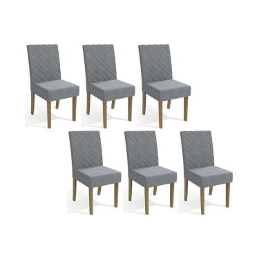 Imagem de Cadeira Sala De Jantar 2cad133fr Kit 6 Un Freijo-linho Cinza A056 - Kappesberg