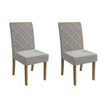 Imagem de Kit 2 Cadeiras De Cozinha Gardênia 2cad149 Madeirado 2 Un Canela-boucle Cinza - Kappesberg