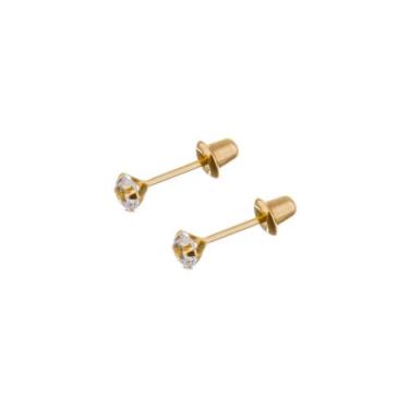 Imagem de Brinco Ouro 18k Zircônia Solitário 2,50mm Recém Nascido 2º Furo BL-220