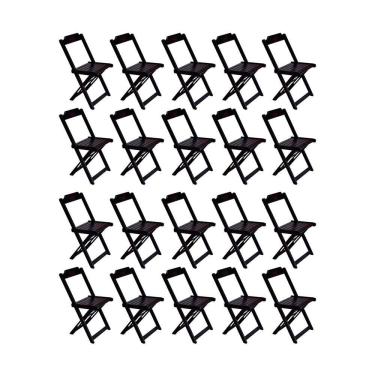 Imagem de Kit 20 Cadeiras De Madeira Dobravel Tabaco - Marrom