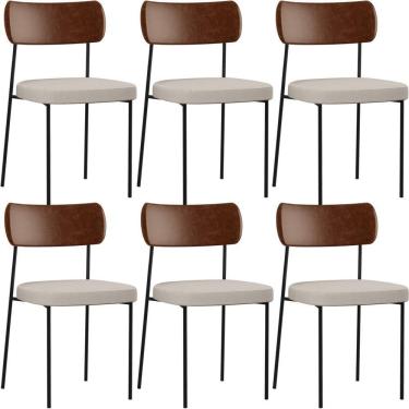 Imagem de Kit 06 Cadeiras Para Sala De Jantar Melina L02 Marrom Cru