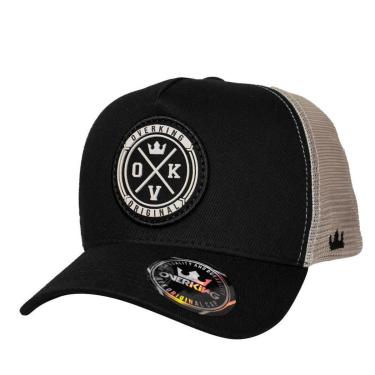 Imagem de Boné Overking Aba Curva Trucker Patch Preto Bege-Masculino