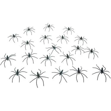 Imagem de Aranhas de plástico assustadoras pequenas brinquedos de piada falsa de aranha para decorações de brincadeiras de Halloween (20 peças)