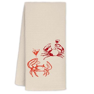 Imagem de YTRGI Caranguejos de praia vermelhos Margarita Tequila Decoração de Festa Toalhas de Mão para Banheiro Cozinha, Margarita Tequila Caranguejo Amante Presentes para Mulheres, Praia Costeira Caranguejo