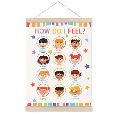 Imagem de Welshower Moldura colorida para pôster infantil Feelings, emoções, saúde mental, emoções, arte de parede, decoração para quarto de crianças, terapia, aconselhamento, escritório, sala de aula, 30,5 x