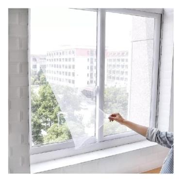 Imagem de Tela Mosquiteiro para Janela e Porta, Poliéster Filó Branco, 130x150cm, Instalação com Fitas Aderentes, Kit Completo com Tela e Fita 5,60m