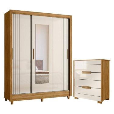 Imagem de Guarda Roupa Casal Bolívia E Cômoda Dhara Freijó Off White - Moval