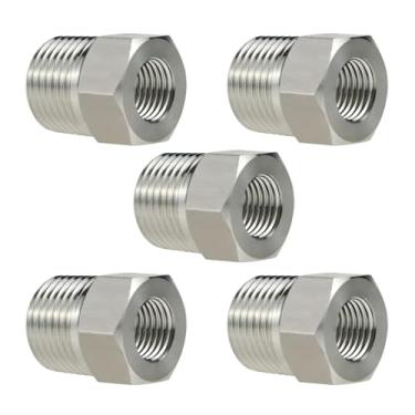 Imagem de Angry Pony Bucha sextavada redutora forjada de aço inoxidável 304, NPT 3/4 macho para adaptador NPT 1/2 fêmea, 300 PSI (pacote com 5)