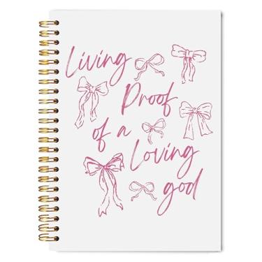 Imagem de Welshower Caderno cristão com laço rosa Coquette 13 x 20 cm, cadernos religiosos femininos para anotações, caderno espiral de capa dura à prova de um Deus amoroso