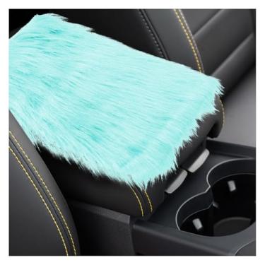 Imagem de Tuxihapp Almofada de cobertura de console central automotiva, protetor de braço de lã de ovelha sintética de 29,7 cm x 20,1 cm, almofada de assento de assento peludo quente, acessórios de decoração de