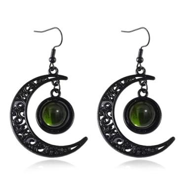 Imagem de Brincos góticos femininos com pingente de lua negra, joias de Halloween, brincos vintage, acessórios exclusivos de bruxa, bijuterias de declaração de fantasia
