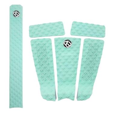 Imagem de Lonnngg 5 peças de almofadas de tração de prancha de surf de EVA para skimboards, pranchas de surf, prancha de funboard, prancha de peixe (verde menta (5+1))