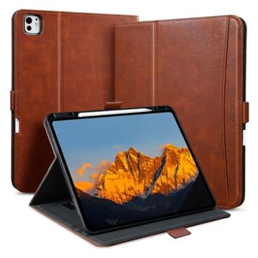 Imagem de Zinibri Capa feita à mão para iPad Pro de 13 polegadas M5 2025/M4 2024 com suporte para lápis, alça de mão e bolso, hibernar/despertar automático, fecho magnético, capa com suporte em vários ângulos