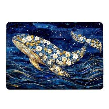 Imagem de Yicomon Compatível com MacBook Pro 15 polegadas 2018 2017 2016 versão A1990 A1707, capa rígida de plástico para Mac Pro 15 (2016-2018) - azul dourado oceano baleia