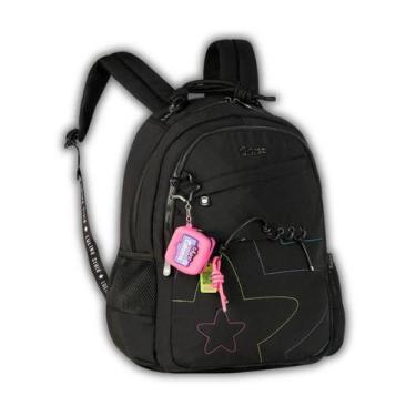 Imagem de Mochila Luluca Costas Escolar Juvenil Viagem Meninas Preta
