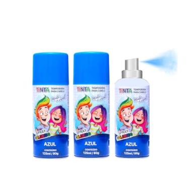 Imagem de Kit 3 Tintas de Cabelo Azul Infantil Halloween Dia das Bruxas Carnaval Cabelo Maluco