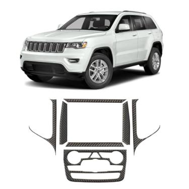 Imagem de Fancemot Painel de exibição de console central de fibra de carbono real, acabamento de saída de ar CA compatível com Jeep Grand Cherokee 2014-2021, acessórios de adesivos de decoração de interiores