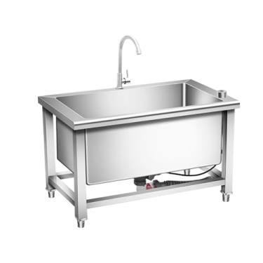 Imagem de CFMAIF Estação de lavagem de animais de estimação de aço inoxidável para casa, banheira portátil para cães para animais de estimação médios e pequenos, estação de lavatório para cães (118 cm/46,4 pol