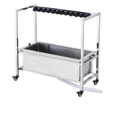 Imagem de TRGCJGH Carrinho de limpeza, suporte de vassoura e esfregão, organizador de limpeza, carrinho com rodas carrinho de ferramentas de limpeza de chão (93 cm/36,6 pol, 10 compartimentos e 12 ganchos)