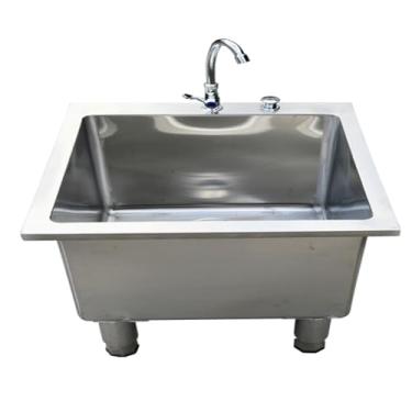 Imagem de TRGCJGH Lavatório de esfregão de piso comercial, pia comercial autônoma, lavatório de lavatório de lavanderia de aço inoxidável para cozinha/restaurante/garagens (70 x 40 x 50 cm /27,5 x 15,7 x 19,6
