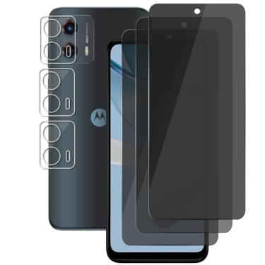 Imagem de UZWZW (3+3) Para Motorola Moto G 5G 2023 (pacote com 3) Protetor de tela de privacidade antiespião de vidro temperado privado com protetor de lente de câmera