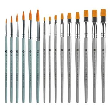 Imagem de Kit com 15 Pincéis Artísticos GRAF Brush CiS Redondo Chato Conjunto Pintura Tela Fibra Sintética